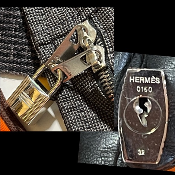 Hermes Palladium Cadena Padlock Rare #32 & Hermes Mini Clochette Epsom Bag Charm - Picture 9 of 16